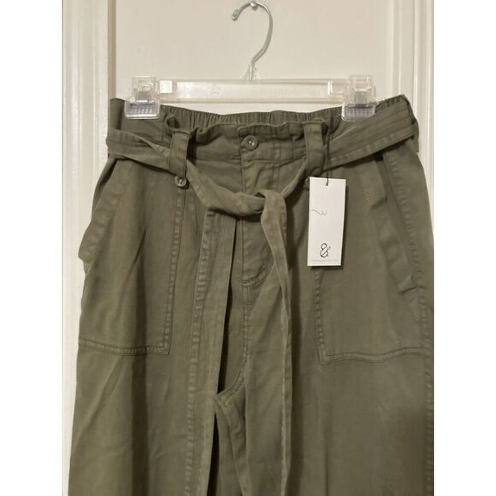 Thread + Supply NEW Paper Bag Olive Pants Sz‎ M Baggie Leg Elastic Waist Lyocell - Picture 2 of 5